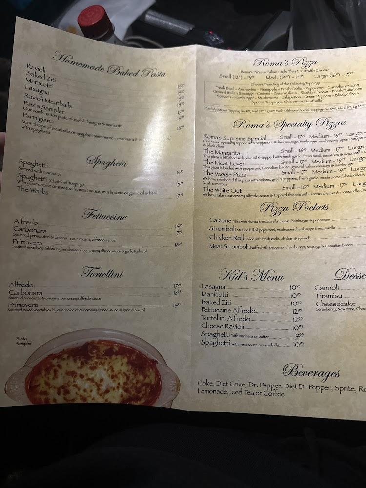 Roma's Restaurant Menu image 1